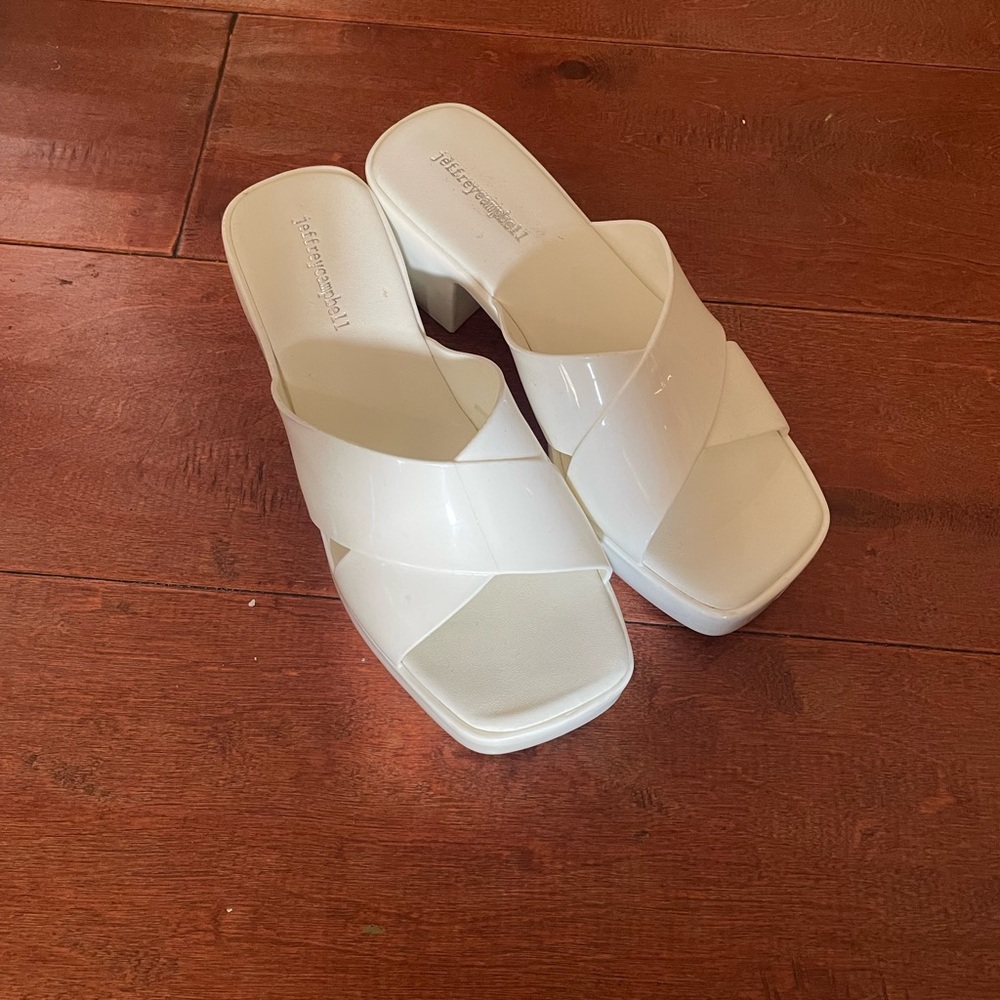 Jeffrey Campbell White Bubblegum Mule Platform Sandals